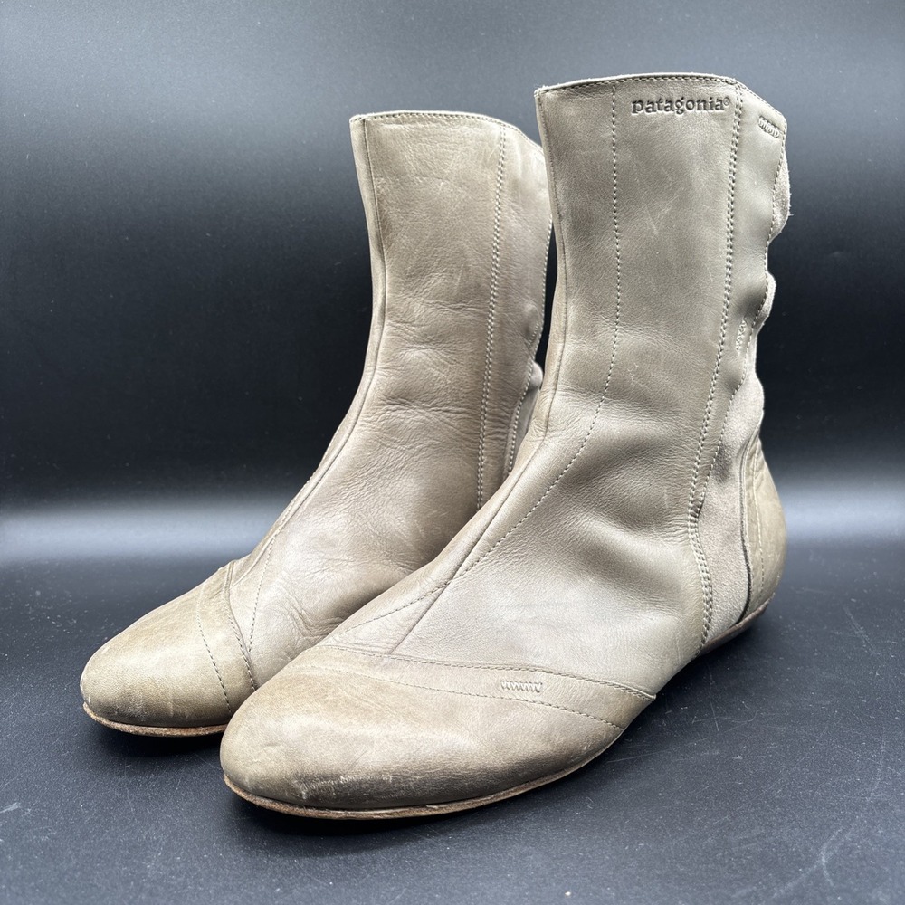 Vtg Patagonia Boots Women's Size 8.5 Bandha Dark Burlap Leather Ankle Flat Boots